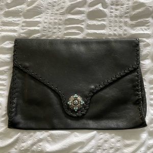 Vintage Meyer Black Clutch with Turquoise clasp